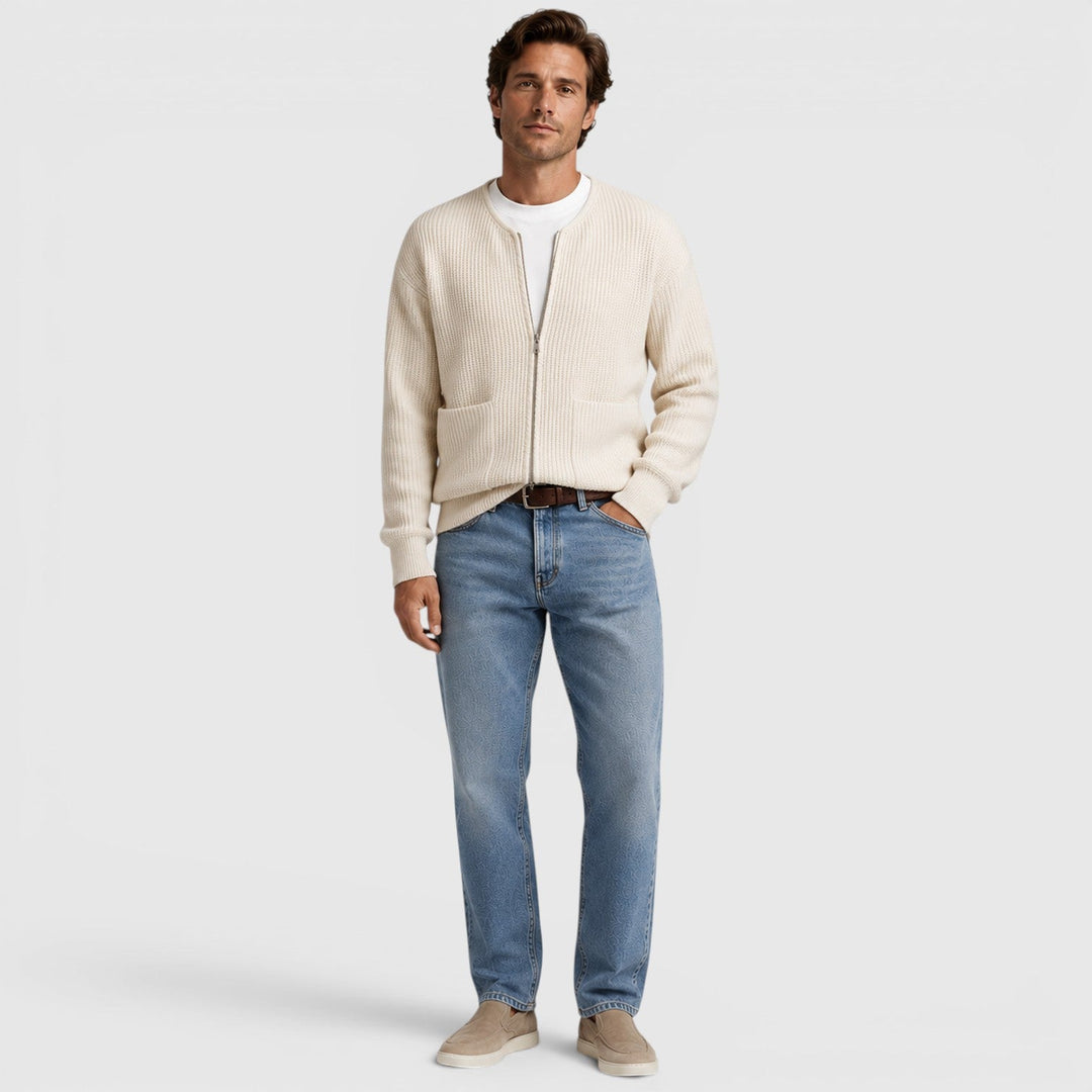 Men's Casual Knit Zip-Up Cardigan