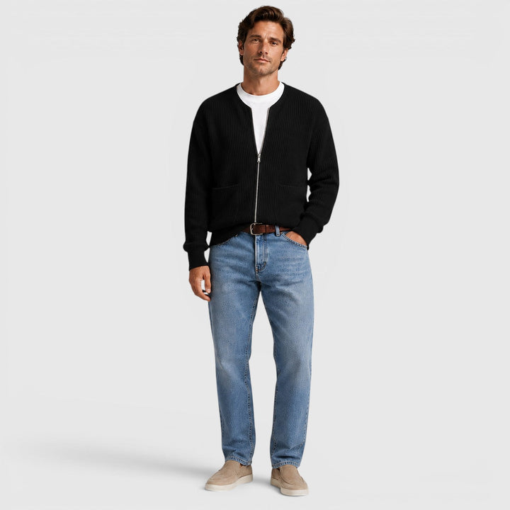 Men's Casual Knit Zip-Up Cardigan