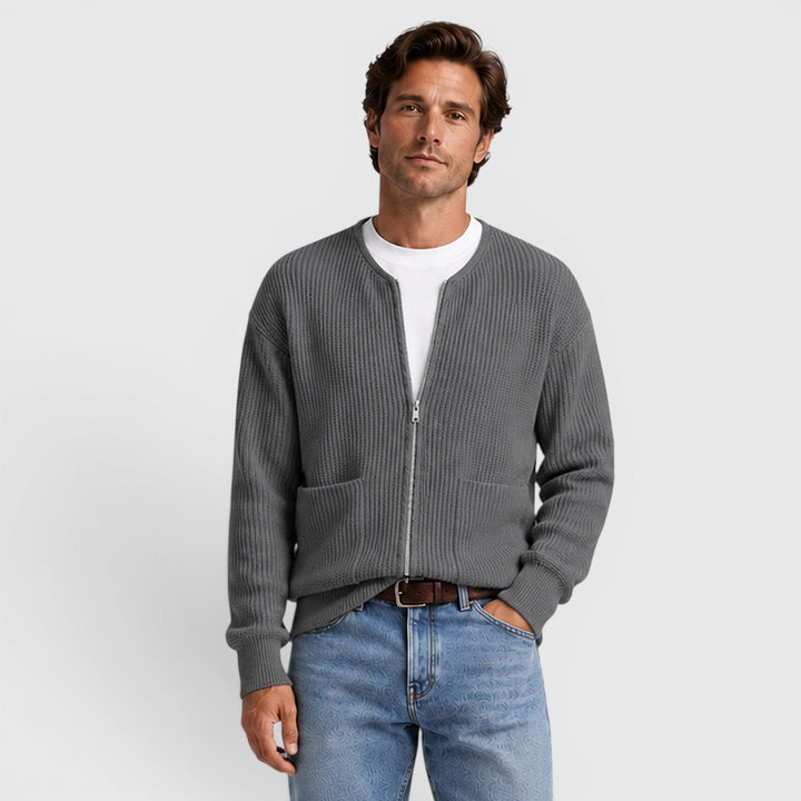 Men's Casual Knit Zip-Up Cardigan