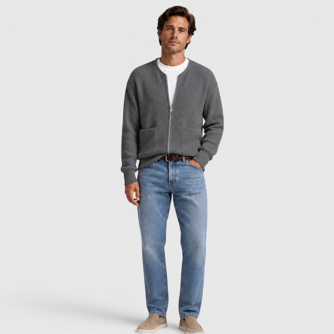 Men's Casual Knit Zip-Up Cardigan