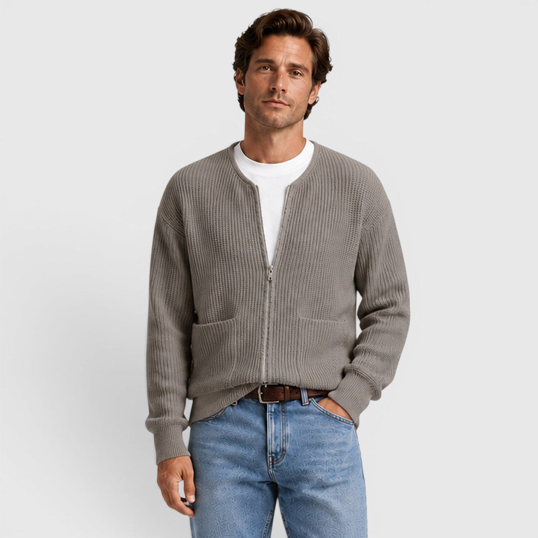Men's Casual Knit Zip-Up Cardigan