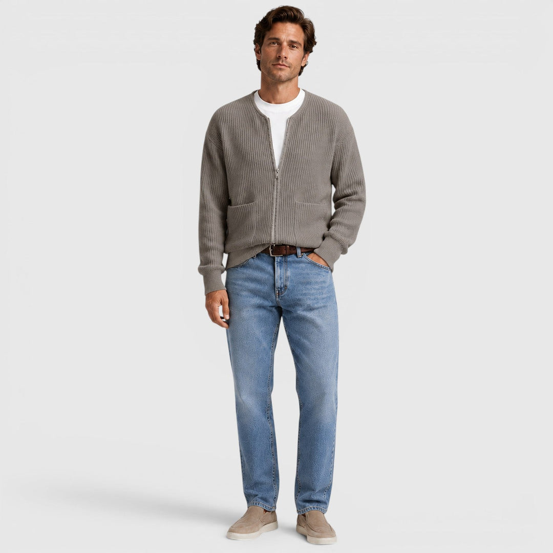 Men's Casual Knit Zip-Up Cardigan