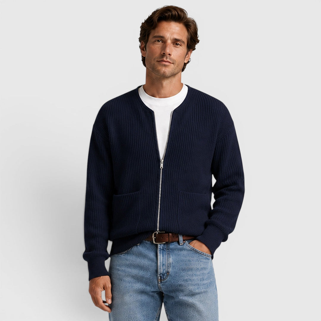 Men's Casual Knit Zip-Up Cardigan