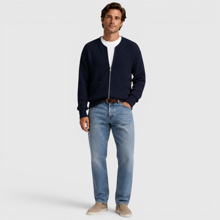Men's Casual Knit Zip-Up Cardigan