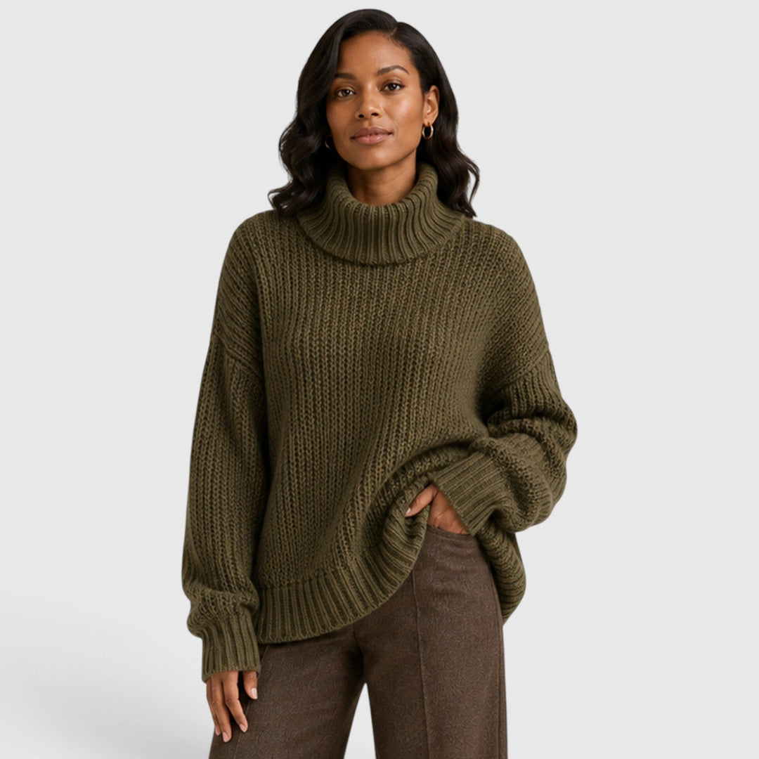 Women's Casual Oversized Knit Turtleneck Sweater