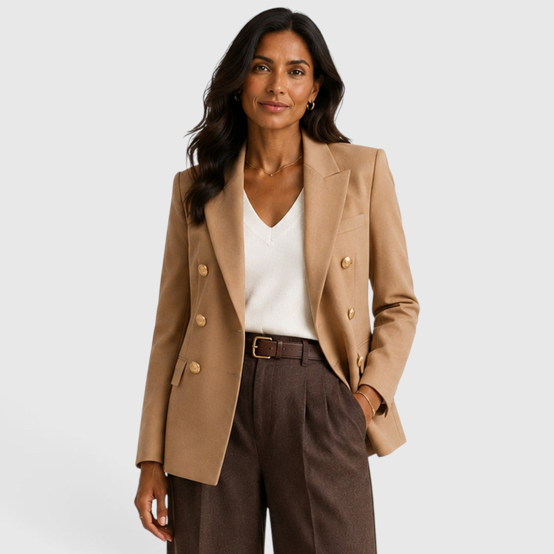 Women's Classic Double-Breasted Tailored Blazer Jacket