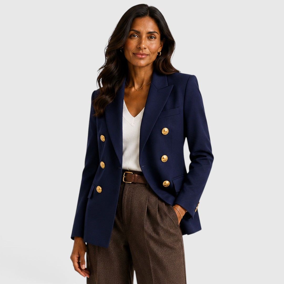 Women's Classic Double-Breasted Tailored Blazer Jacket