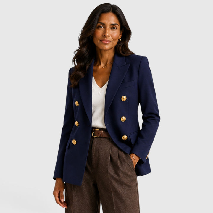 Women's Classic Double-Breasted Tailored Blazer Jacket
