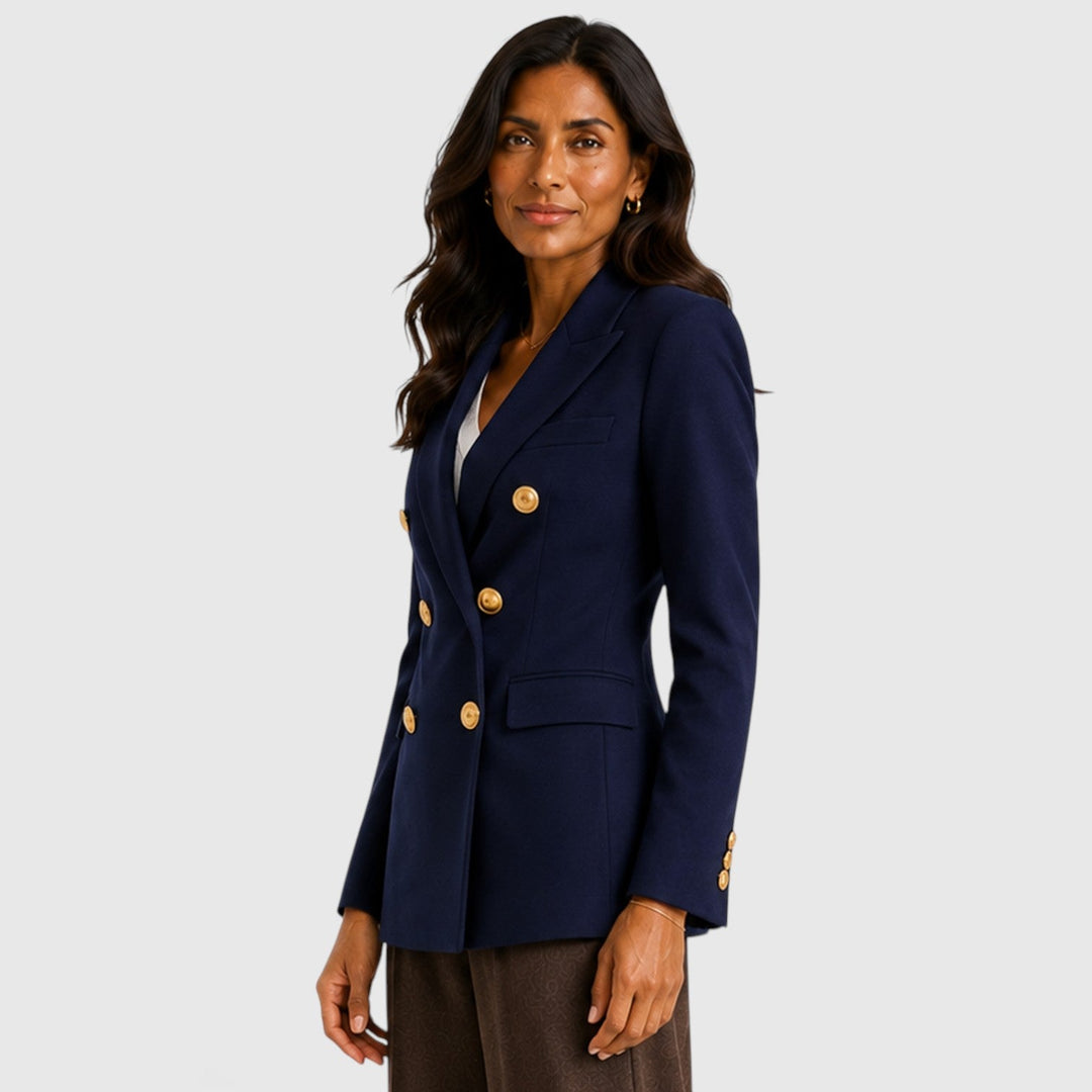 Women's Classic Double-Breasted Tailored Blazer Jacket