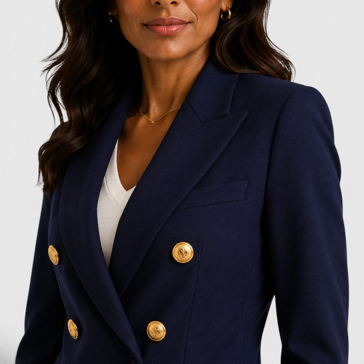 Women's Classic Double-Breasted Tailored Blazer Jacket