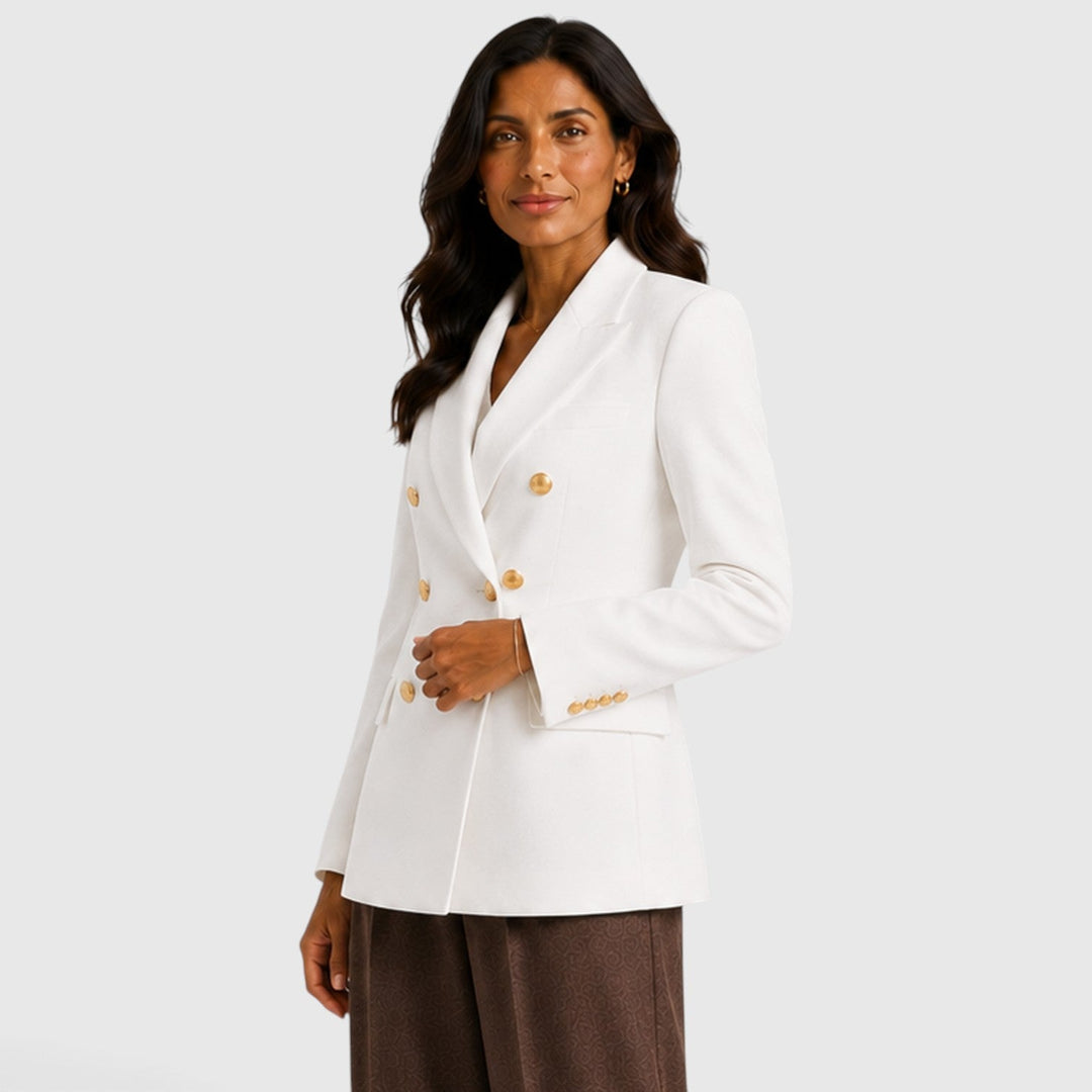 Women's Classic Double-Breasted Tailored Blazer Jacket