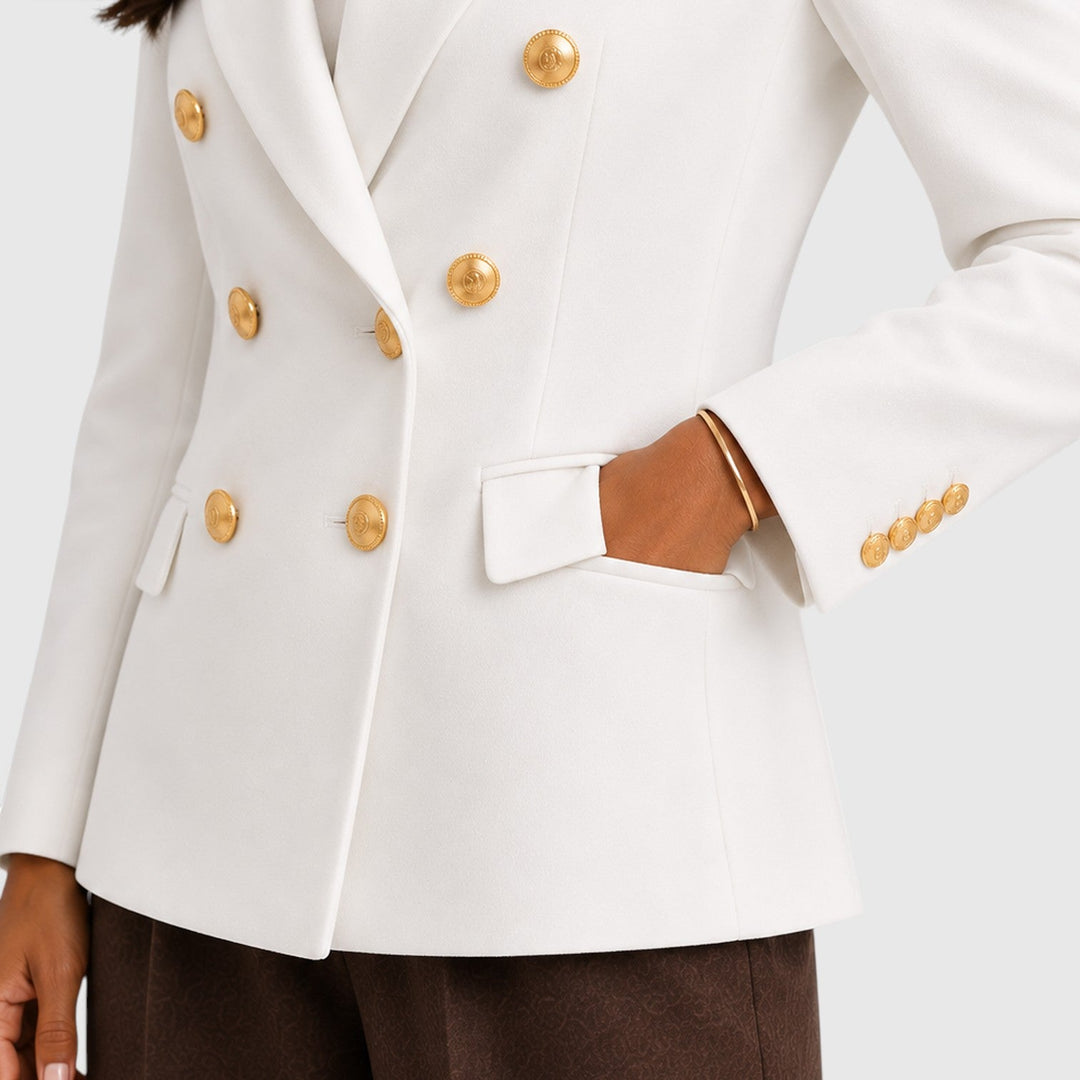 Women's Classic Double-Breasted Tailored Blazer Jacket