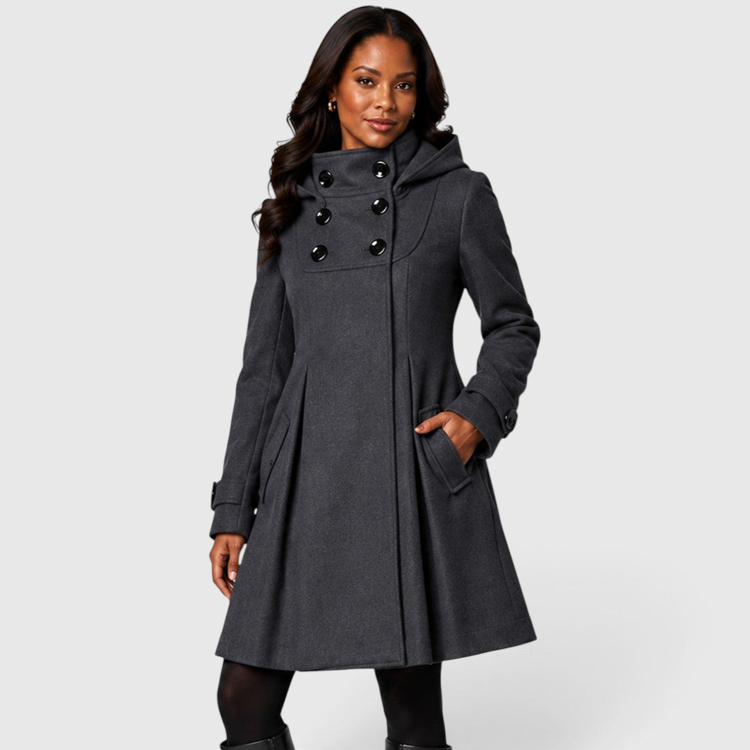 Women's Classic Wool Blend Double Breasted A-Line Coat