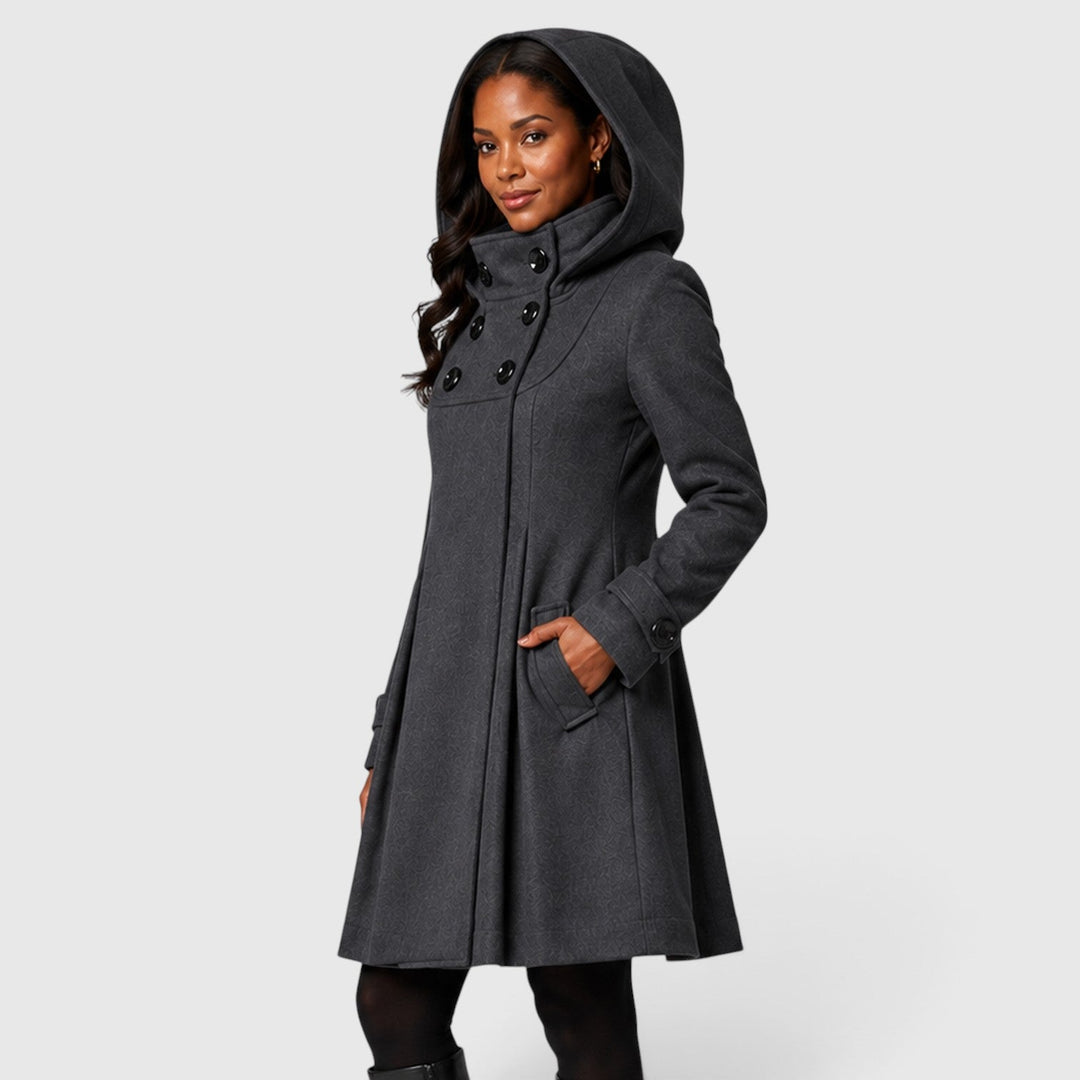 Women's Classic Wool Blend Double Breasted A-Line Coat