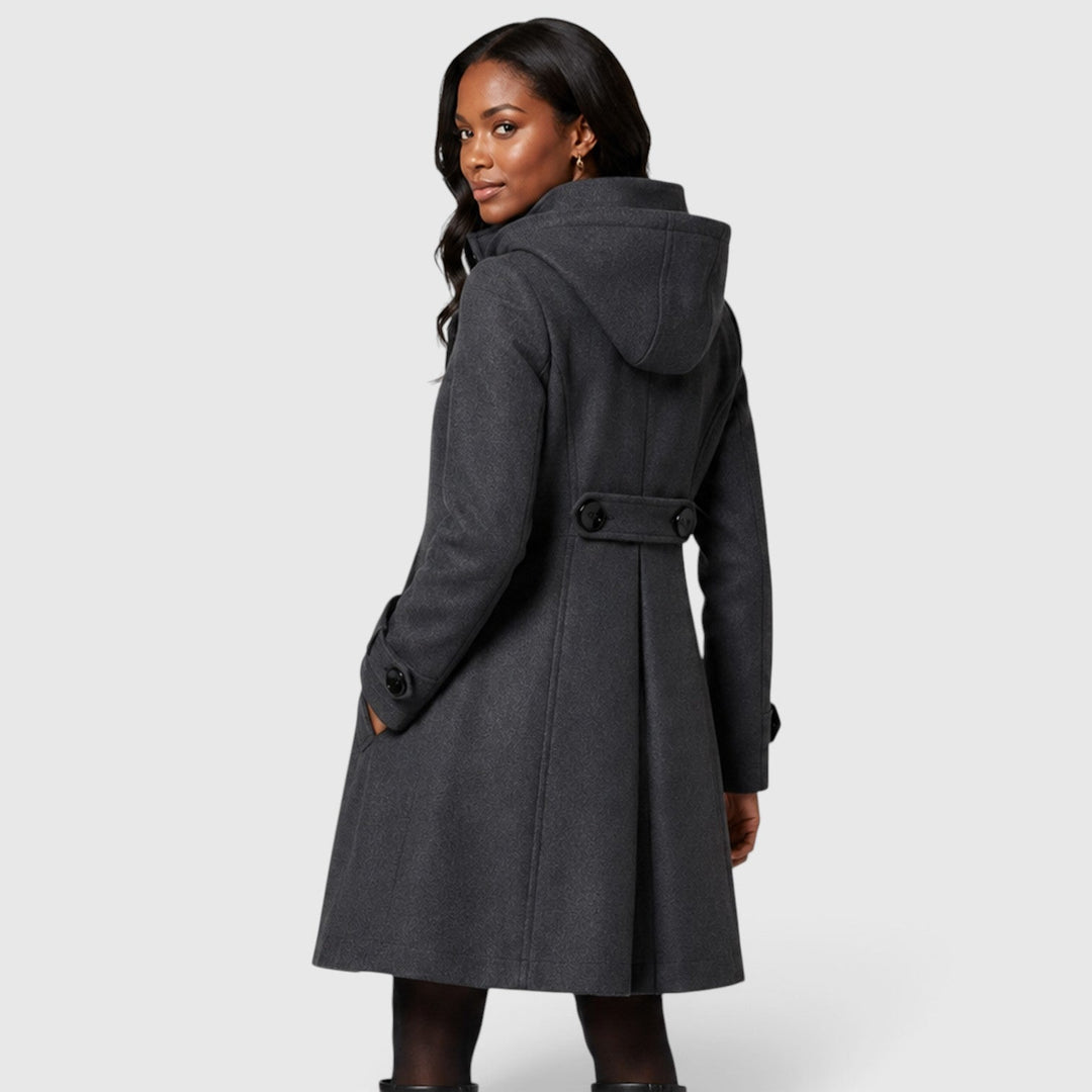 Women's Classic Wool Blend Double Breasted A-Line Coat