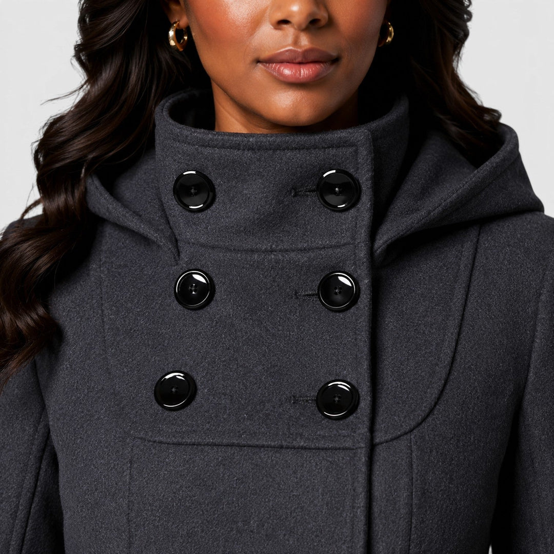 Women's Classic Wool Blend Double Breasted A-Line Coat