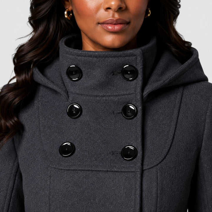 Women's Classic Wool Blend Double Breasted A-Line Coat