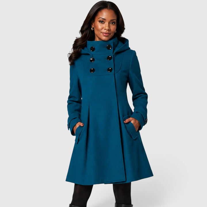 Women's Classic Wool Blend Double Breasted A-Line Coat
