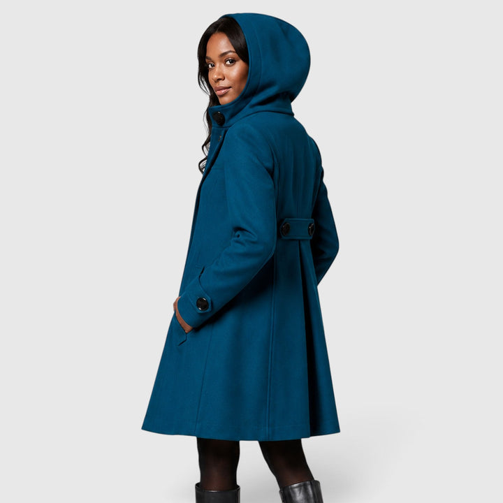 Women's Classic Wool Blend Double Breasted A-Line Coat