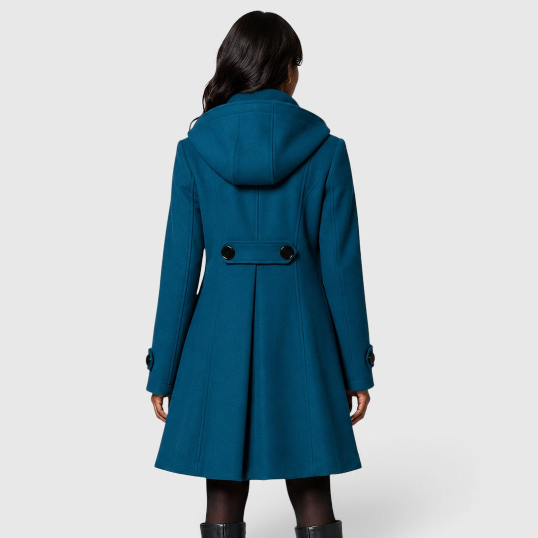 Women's Classic Wool Blend Double Breasted A-Line Coat