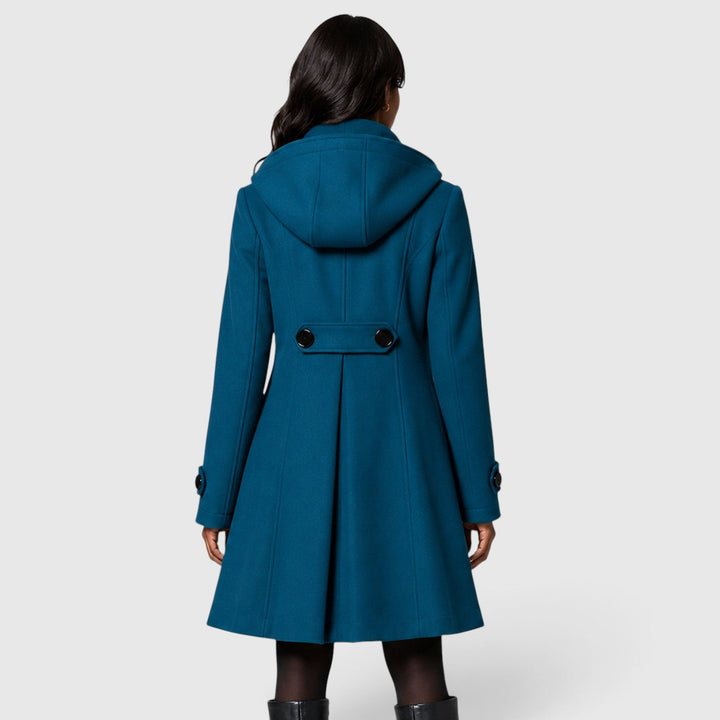 Women's Classic Wool Blend Double Breasted A-Line Coat