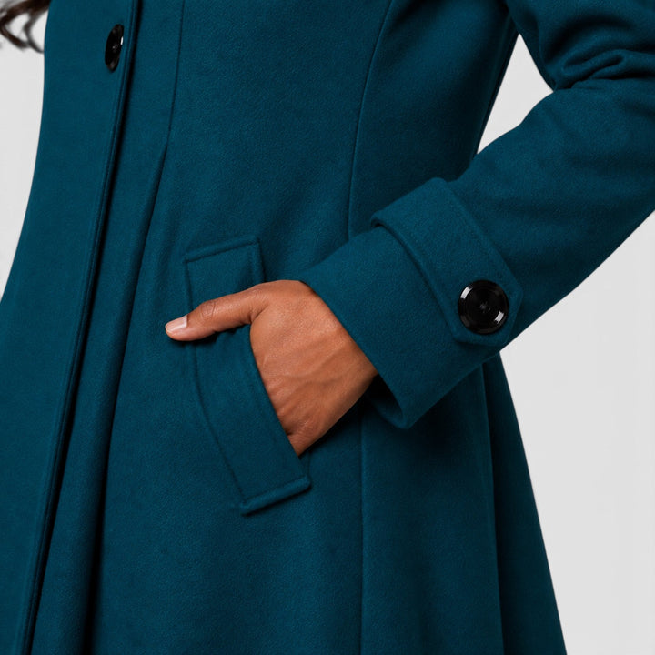 Women's Classic Wool Blend Double Breasted A-Line Coat