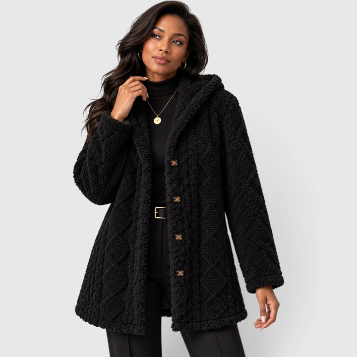 Women's Casual Faux Fur Hooded Teddy Coat with Button-Up Front
