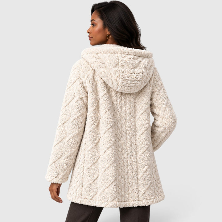 Women's Casual Faux Fur Hooded Teddy Coat with Button-Up Front