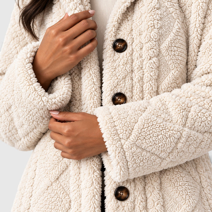 Women's Casual Faux Fur Hooded Teddy Coat with Button-Up Front