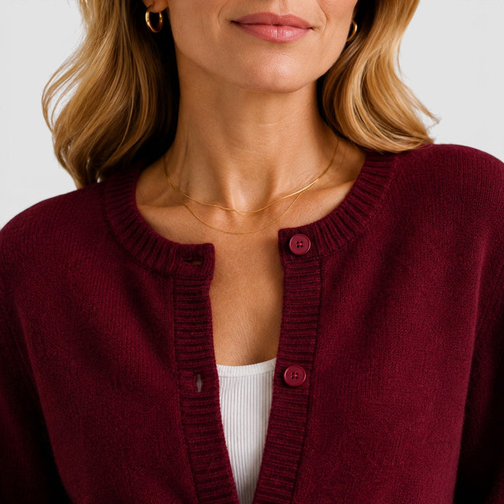 Women's Soft Knit Button-Up Round Neck Cardigan