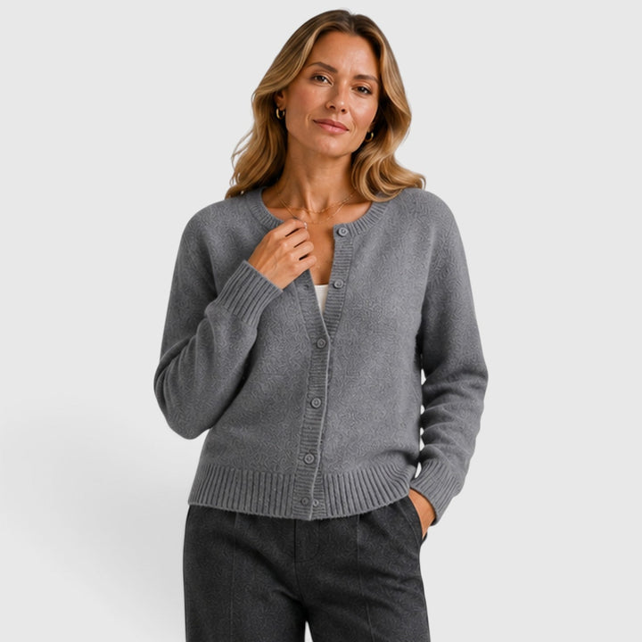 Women's Soft Knit Button-Up Round Neck Cardigan