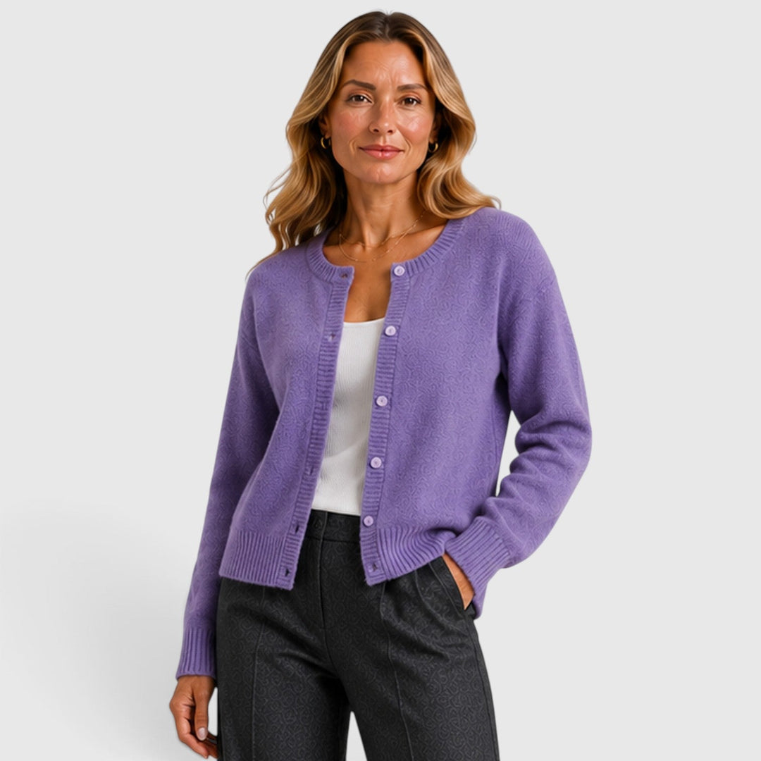 Women's Soft Knit Button-Up Round Neck Cardigan