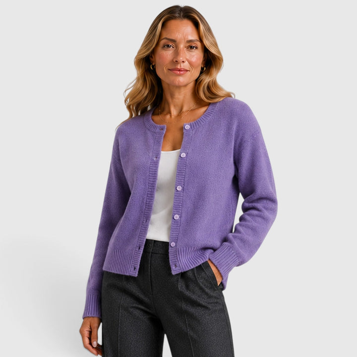 Women's Soft Knit Button-Up Round Neck Cardigan