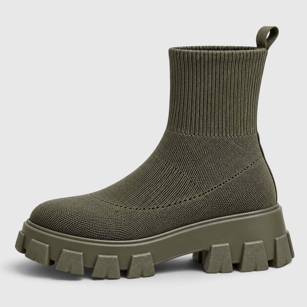 Women's Stylish Knitted Chunky Sole Ankle Boots