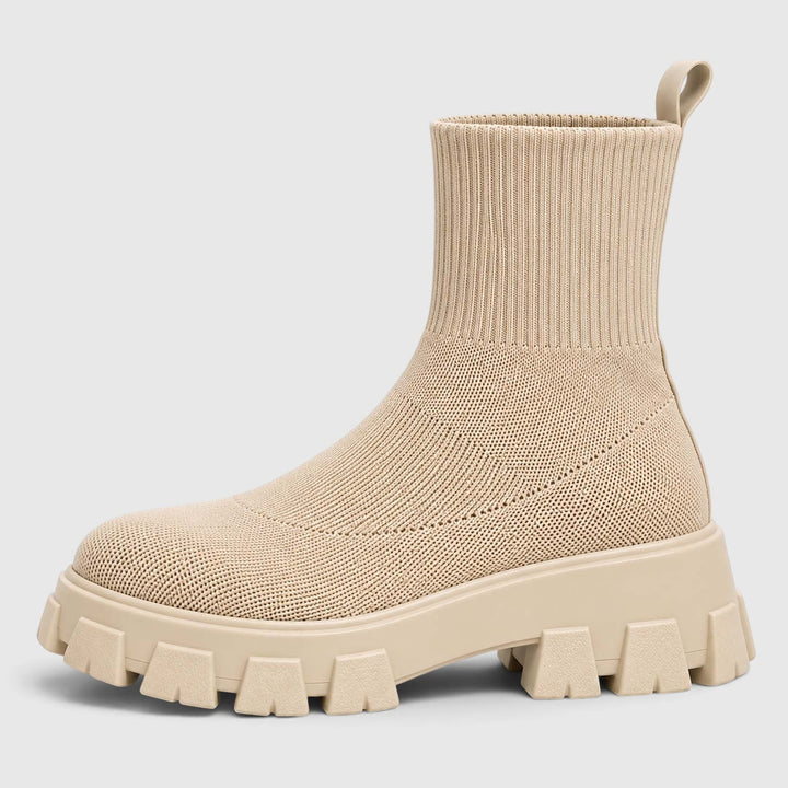 Women's Stylish Knitted Chunky Sole Ankle Boots