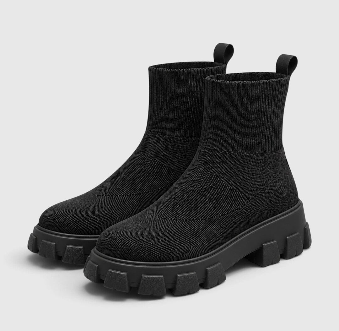 Women's Stylish Knitted Chunky Sole Ankle Boots
