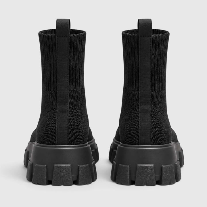 Women's Stylish Knitted Chunky Sole Ankle Boots