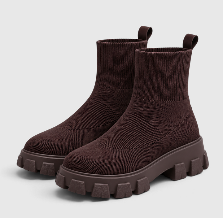 Women's Stylish Knitted Chunky Sole Ankle Boots