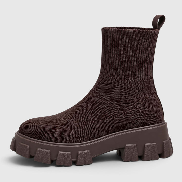 Women's Stylish Knitted Chunky Sole Ankle Boots