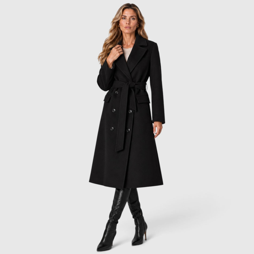 Women's Classic Wool Blend Long Double Breasted Coat