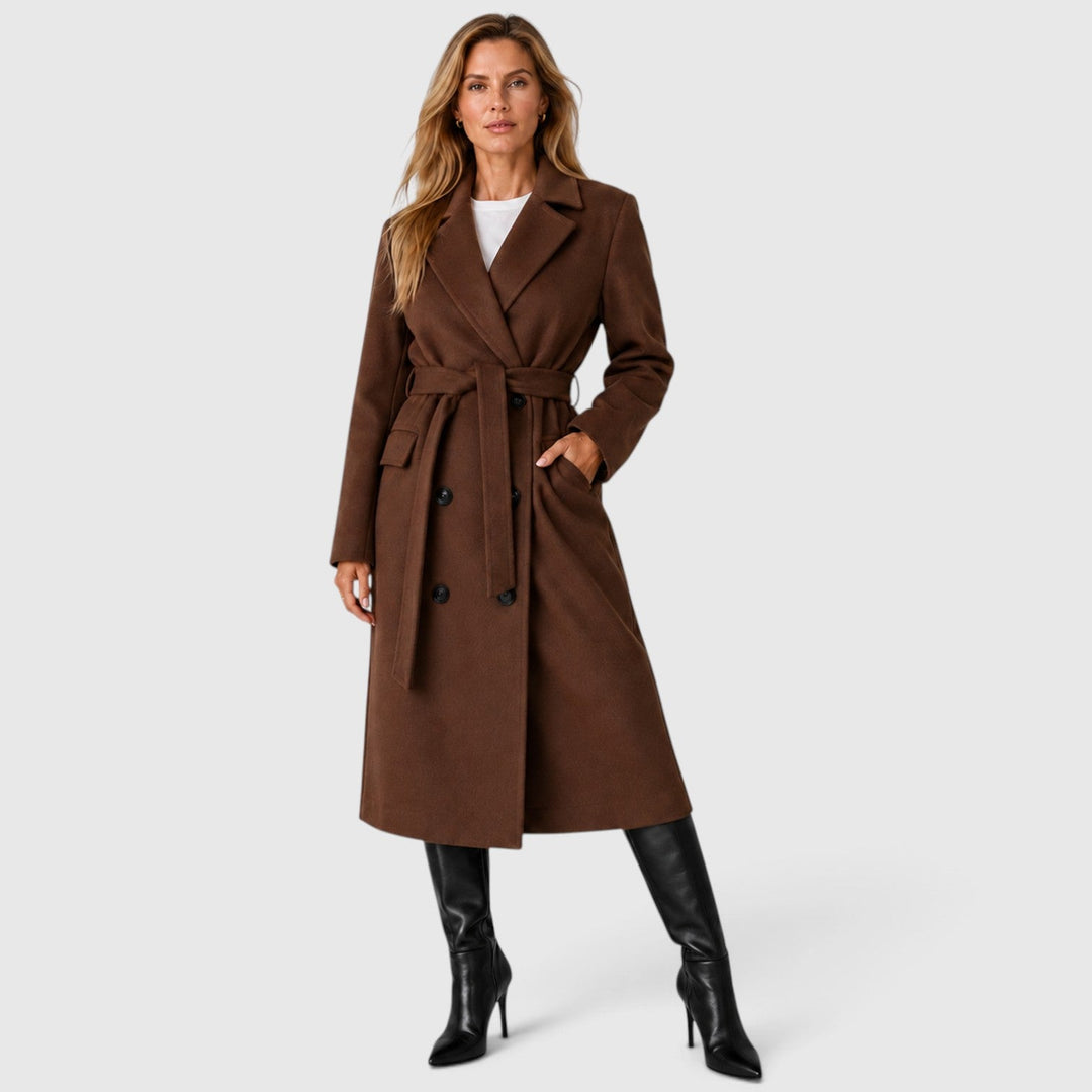 Women's Classic Wool Blend Long Double Breasted Coat