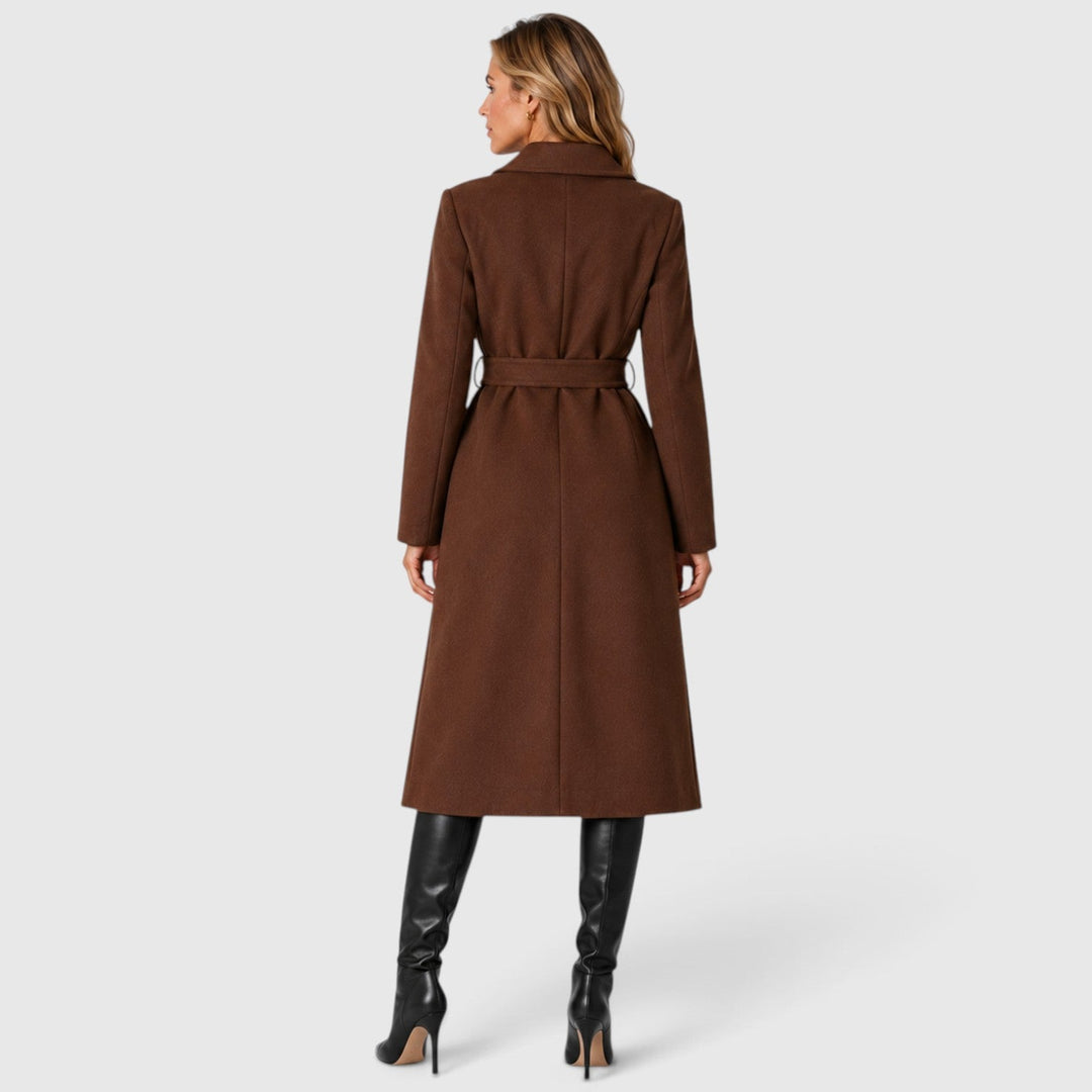 Women's Classic Wool Blend Long Double Breasted Coat