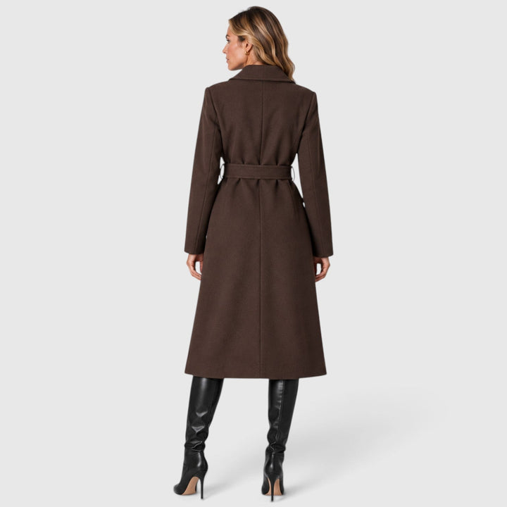 Women's Classic Wool Blend Long Double Breasted Coat