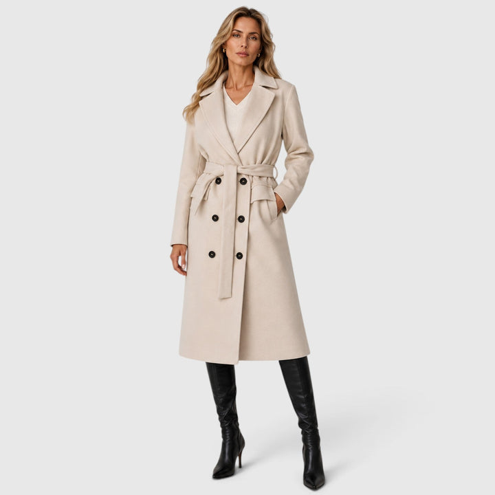 Women's Classic Wool Blend Long Double Breasted Coat