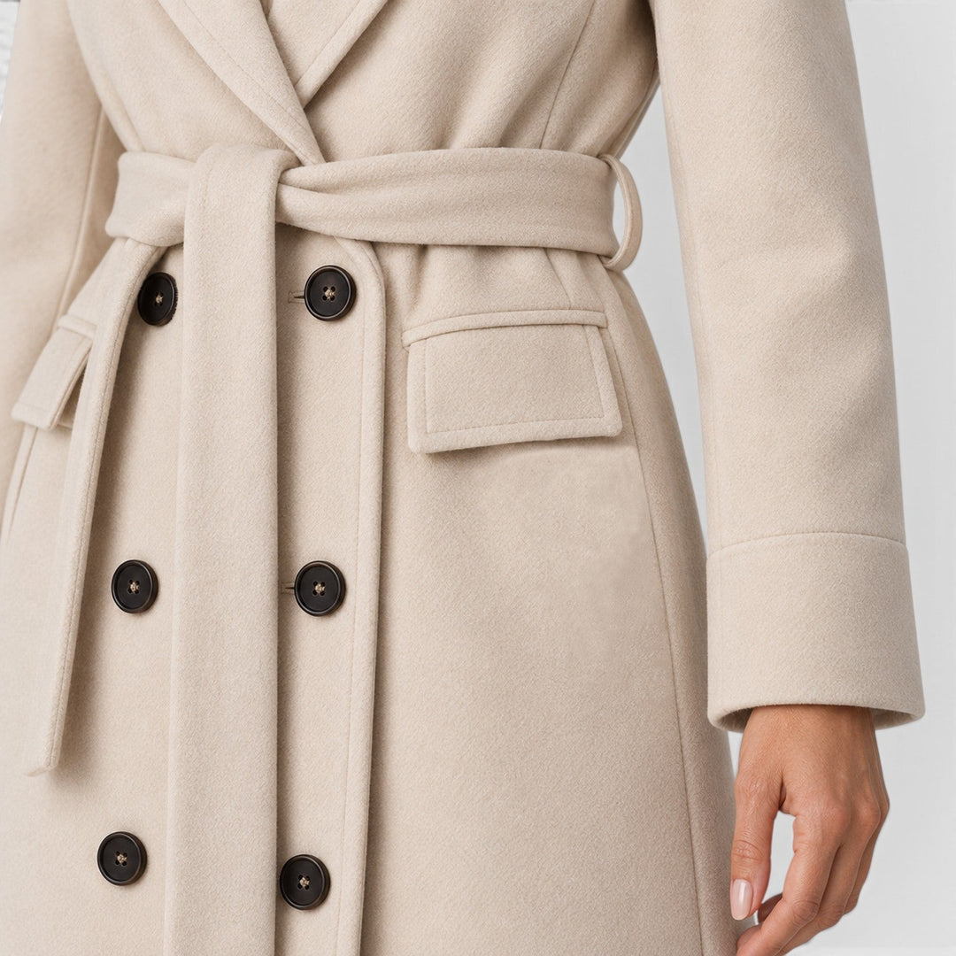 Women's Classic Wool Blend Long Double Breasted Coat