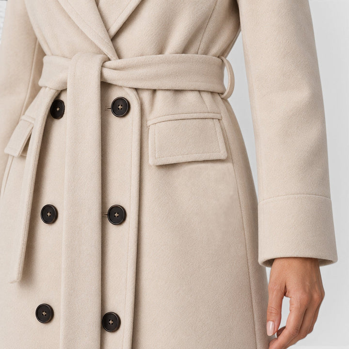 Women's Classic Wool Blend Long Double Breasted Coat