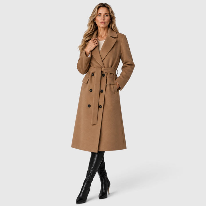 Women's Classic Wool Blend Long Double Breasted Coat