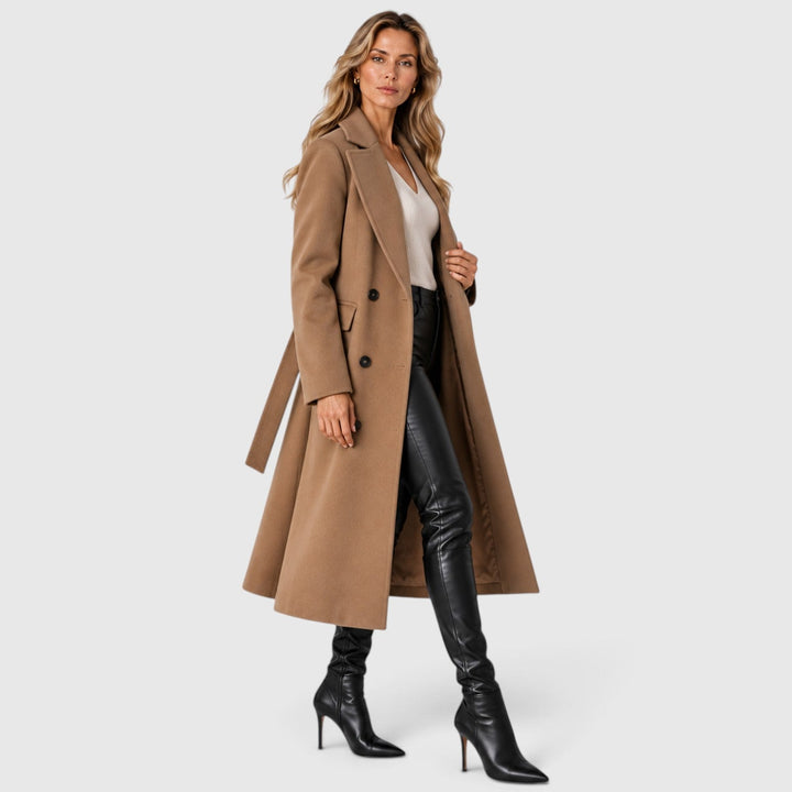Women's Classic Wool Blend Long Double Breasted Coat