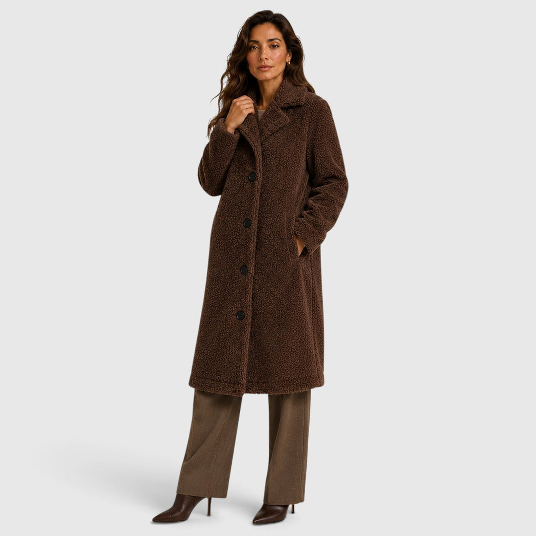 Women's Casual Long Teddy Fleece Coat with Button Front