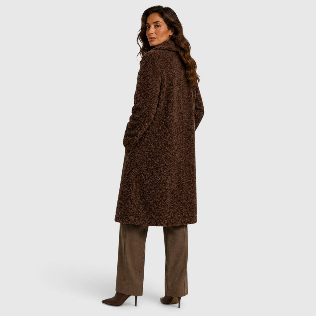 Women's Casual Long Teddy Fleece Coat with Button Front